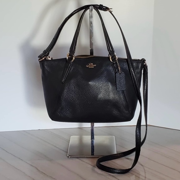 Coach Handbags - Coach Mini Kelsey Black Pebble Leather Bag F57563